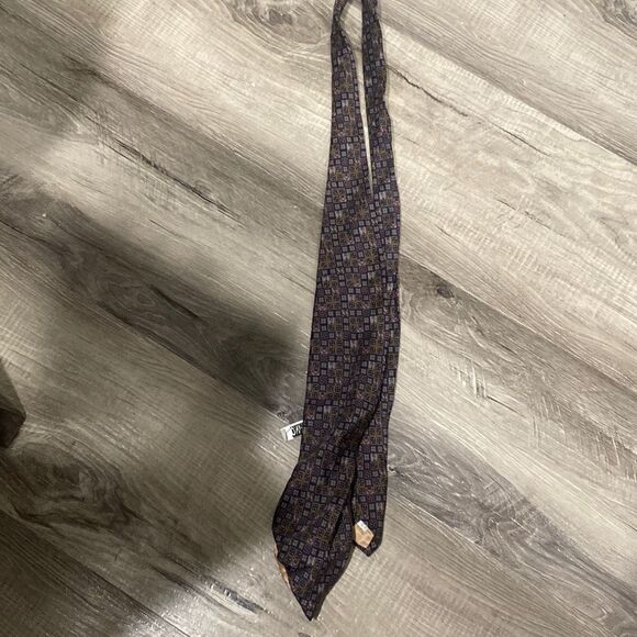 A6 Mens Moschino Square Block Geo Silk Print Tie Fair Condition - Picture 1 of 6